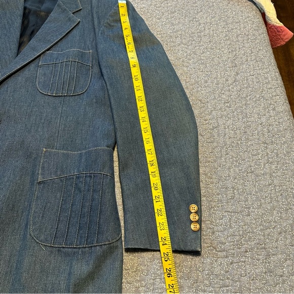 Vtg Montgomery Wards Denim Jacket Western Lined Single Vent Two Button Size 42L - Picture 6 of 12